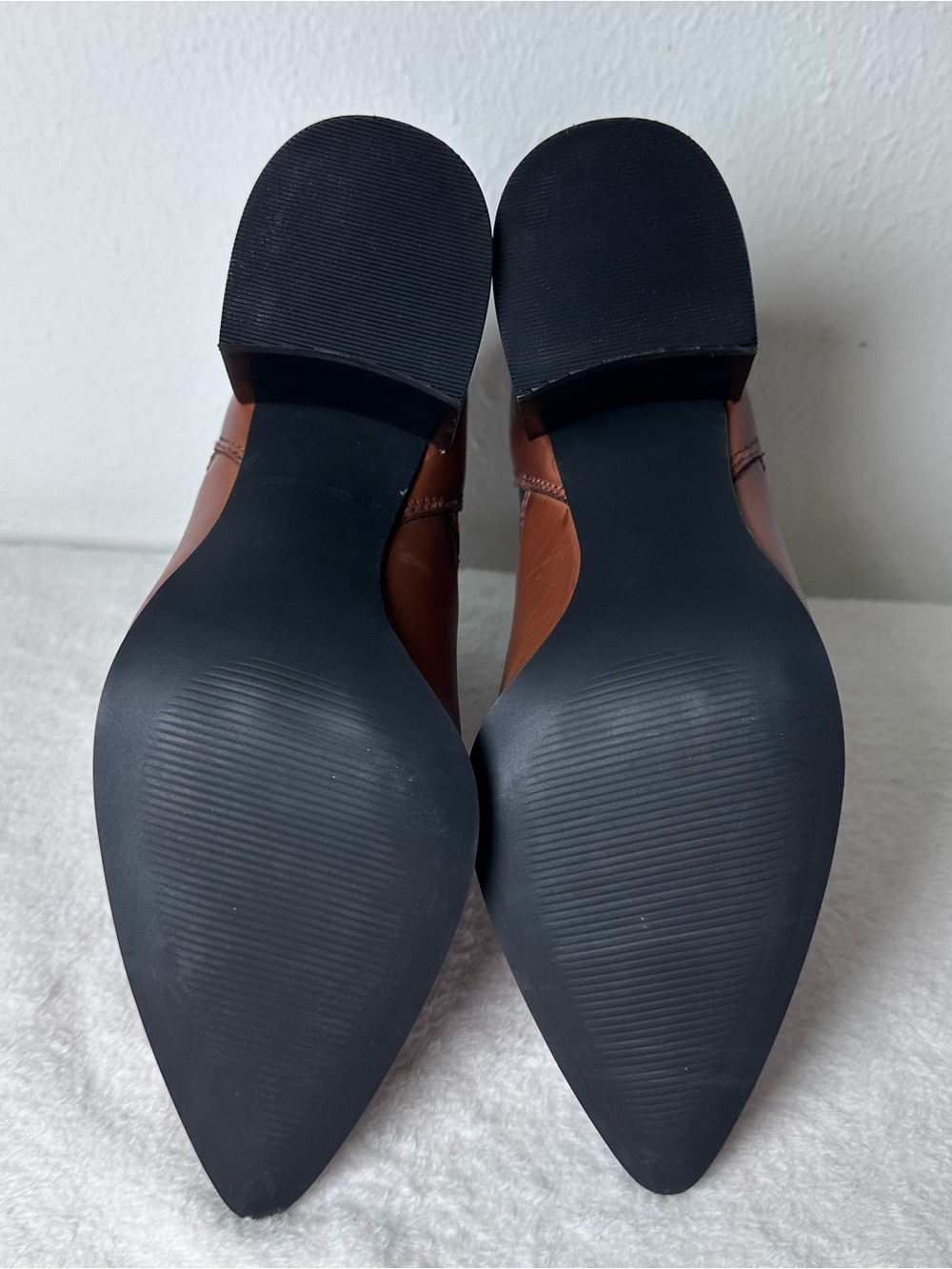 NWOB Steve Madden Knoxi Cognac Leather Ankle Bootie Pointed Toe Leather Size 7M - Picture 8 of 14